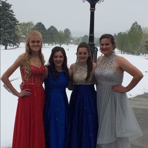 Blue and Sequin Prom Dress